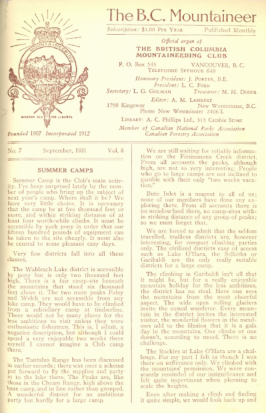The B.C. Mountaineer 1931 September cover